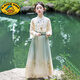 G.DUCKKIDS馬面裙女童春秋兒童漢服2025新款古風(fēng)套裝春款女孩國風(fēng)古裝中大童 綠色 【上衣+馬面裙】 140