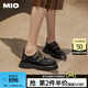 MIO【楊超越同款】米奧春季新款女厚底松糕鞋亮面樂福鞋單鞋 黑白藍(lán) 38