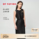 EP雅瑩女裝 黑色緞面褶藝收腰無(wú)袖連衣裙 2025夏季新款4139A 黑色 M