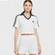 阿迪達(dá)斯 （adidas）三葉草系列 女 V-NECK POLO 短袖 JD2608 白色  M 