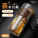 Stanisic德國(guó)品牌雙層玻璃杯高硼硅茶水分離泡茶水杯子耐高溫高檔商務(wù)送禮 木紋棕【茶水分離】200ml