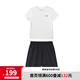 安德瑪（Under Armour）兒童夏季運動套裝夏款短褲短袖套裝男大童短袖梭織短褲套裝 白T黑短褲 150