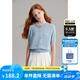 ELLE KIDS童裝 手工釘鉆短袖針織開(kāi)衫女童夏季新款醋酸萊賽爾上衣 藍色 160 （S）