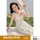 獨(dú)束大碼女裝法式小飛袖溫柔碎花連衣裙夏季新款收腰顯瘦吊帶裙 花色 4XL （尺碼：6）
