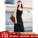 百圖betu女裝春夏新款連衣裙坑條針織背心收腰顯瘦連衣裙2402T87 深灰 L