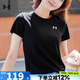 安德瑪（Under Armour）官方女裝短袖 2025夏季新款半袖休閑上衣健身訓(xùn)練瑜伽普拉提T恤 【黑色】干爽透氣/建議拍大一碼 XS (155/76A)