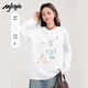 MJ STYLE圓領(lǐng)純棉長(zhǎng)袖T恤女2025秋季新款可愛(ài)風(fēng)日系慵懶通勤百搭休閑上衣