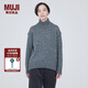 無印良品（MUJI） 女式 羊毛混紡 半高領(lǐng)毛衣 長袖針織衫 女款冬季 BA1NZA3A 炭灰色 L (165/88A)
