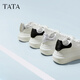 他她（TATA）奶油泡泡厚底小白鞋透氣休閑增高通勤板鞋 白/灰 36