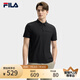FILA 斐樂官方男裝針織短袖POLO衫2025夏季新款休閑涼感防曬短裝上衣 正黑色-BK XL 180/100A/XL