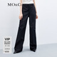 MO&Co.【美拉德】工裝風(fēng)高腰寬松長(zhǎng)直筒休閑褲褲子女摩安珂 黑色-第2批 L 170