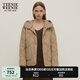 Teenie Weenie小熊女裝春季休閑松弛感輕薄連帽羽絨服外套上衣 卡其色 S (160)