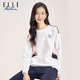 ELLE ACTIVE時(shí)尚圓領(lǐng)運(yùn)動(dòng)衛(wèi)衣女春秋拼色百搭透氣舒適長(zhǎng)袖套頭上衣 白色 L