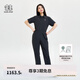 KOLON SPORT/可隆連體褲闊腿 女子戶外防潑水休閑露營(yíng)運(yùn)動(dòng)拉鏈褲子 LKOP4MT576-BK 黑色 S 160/84A