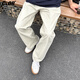 CLOR夏季直筒牛仔褲男2025新款百搭休閑寬松長褲子NZ14米白色XL