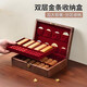 倦鳥(niǎo)歸巢胡桃木高檔放金條專(zhuān)用收納盒子通用黃金儲展示盒金幣包裝盒珠寶盒 絨布金條收納盒雙層 24*16*6cm