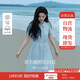 茵曼（INMAN）章若楠同款苧麻女裝娃娃領(lǐng)連衣裙2025春季新品長裙子 淺藍色 M