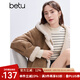 百圖betu女裝冬季新款毛衣一體絨條紋色織寬松套頭毛衫女2411T34 黑白條 S