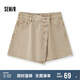 森馬（Semir）森柔牛仔|牛仔褲女不對(duì)稱(chēng)裙褲小眾夏季個(gè)性寬松短褲103324122001