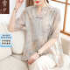 雪夕媽媽裝2025夏裝雪紡衫時(shí)尚中老年女裝闊太太上衣服