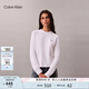 Calvin KleinJeans25秋季新款女士休閑通勤ck純棉刺繡純色打底長(zhǎng)袖T恤47D269G YAA-月光白 S