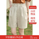 茵曼（INMAN）設(shè)計感高腰短褲夏橡筋松緊腰遮胯直筒休閑褲女 杏花白 M