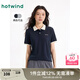 熱風(fēng)polo衫2025年夏季新款女士翻領(lǐng)短袖T恤藏青色撞色寬松短袖T恤 29藏青蘭 XL
