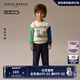 Teenie Weenie Kids小熊童裝24秋冬款男女寶寶撞色印花加絨衛(wèi)衣 綠色 110cm