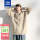 唐獅（TonLion）2024男圓領(lǐng)絞花毛衣 淺空灰 L 