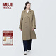 無(wú)印良品（MUJI）女式 不易沾水 雙排扣大衣外套女款風(fēng)衣春季外衣女裝女士BDE33C4S 米色 L （165/88A）