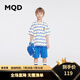 MQD童裝男童套裝2024夏季圓領(lǐng)短袖T恤戶外運動短褲潮酷2件套 米白 160