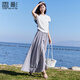 香影【仙女褲】灰色裙褲女垂感2025夏裝新款顯瘦寬松大褲腳闊腿褲 淺灰裙褲 L 165/68A/110-125斤