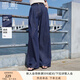 香影闊腿牛仔褲女直筒2025夏裝新款慵懶松弛感褲子寬松藏青拖地褲 藏青 S 155/80A/85-95斤