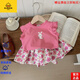 G.DUCKKIDS品牌童裝兒童套裝2025夏季新品女童飛袖短袖洋氣女寶寶碎花短褲兩 旗艦品質(zhì)粉色兔子+枚粉桃花(套裝) 90[建議90cm以下] 均碼