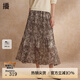 播碎花半身裙女商場同款2024夏新款復(fù)古褶皺雪紡長裙BDR2BD1662 O64琥珀花 S