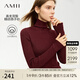 AMII2025冬新款高領(lǐng)純色修身高彈保暖全羊毛衫毛衣女 波爾多紅（高領(lǐng)） M (160)