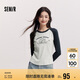 森馬（Semir）[商場(chǎng)同款]長(zhǎng)袖T恤女拼色插肩袖小狗2024冬修身衣服101724101010