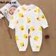 開(kāi)襠褲嬰兒連體衣純棉嬰兒開(kāi)襠連體衣春秋純棉男女寶寶長(cháng)袖哈衣爬服新生兒衣服無(wú)骨0-3 小黃鴨棉毛開(kāi)哈 80cm【建議18-22斤】