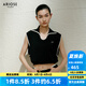 艾諾絲雅詩【商場(chǎng)同款】2025夏季新品設(shè)計(jì)感學(xué)院風(fēng)撞色女式針織衫女40438122 黑色 M