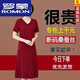 羅蒙（ROMON）重磅真絲連衣裙高端女夏季中老年女裝寬松大i碼桑蠶絲媽i媽裙子女 紅色 2XL 112-128斤