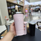 星巴克不銹鋼吸管杯保溫杯水杯咖啡杯高顏值大容量車載隨行杯伴手禮生日 三杠粉色銀蓋473ml