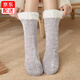 北虞加絨加厚圣誕襪冬季地板襪防滑成人睡覺(jué)襪子中筒襪冬天保暖襪套 淺灰 1雙