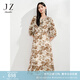 玖姿·安娜蔻咖棕手繪花油畫(huà)感溫柔顯瘦雪紡連衣裙女2025夏季新款 花咖啡 L