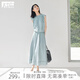 對(duì)白暈染印花萊賽爾短袖套裝女2025夏新款上衣短褲寬松輕薄兩件套 靜謐藍(lán) XL