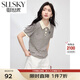 熙世界sllsky學(xué)院風(fēng)撞色條紋T恤短袖時(shí)尚正肩polo領(lǐng)上衣2025春夏新款 杏底寶藍(lán)條 M