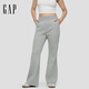 GAP女裝2025秋季新款刺繡logo抓絨松緊腰喇叭褲運動(dòng)褲衛褲829378 淺灰色 M (165/70A) 亞洲尺碼