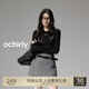 歐時力OCHIRLY桑蠶絲羊毛套頭毛衣女針織印花通勤簡約25春季新品 黑色 L