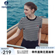 Navigare意大利小帆船短袖條紋T恤衫女25夏季新品圓領(lǐng)百搭體恤衫時(shí)尚上衣 黑白條紋 M