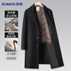 羅蒙【含山羊絨】鵝絨羊毛呢大衣男士長(cháng)款修身秋冬季加厚工裝呢子外套