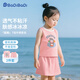 巴帝巴帝夏季嬰幼兒女童寶寶套裝短袖t恤短裙子套裝 粉色 冰塊企鵝 110